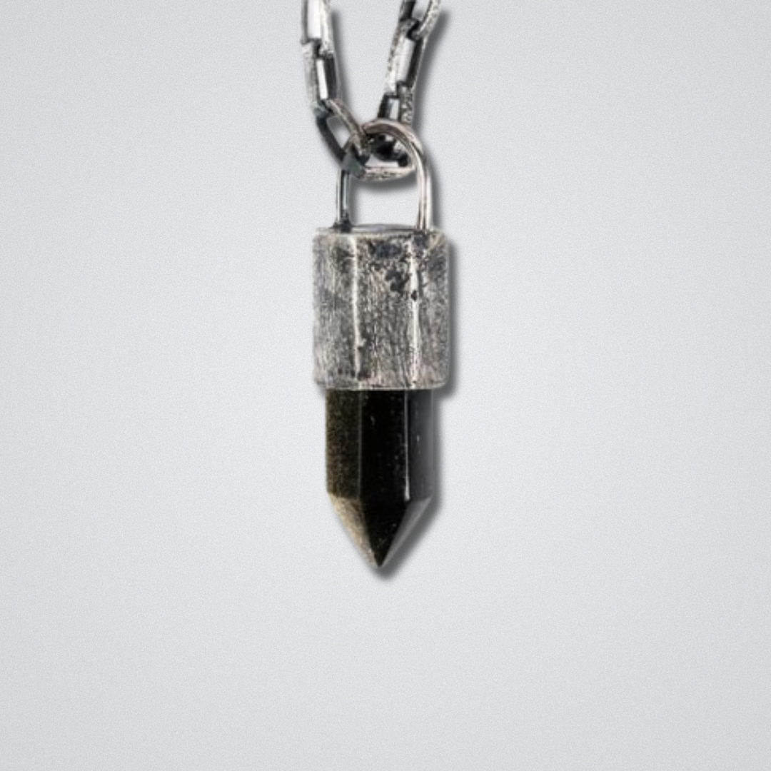 Golden Fire Obsidian Amulet